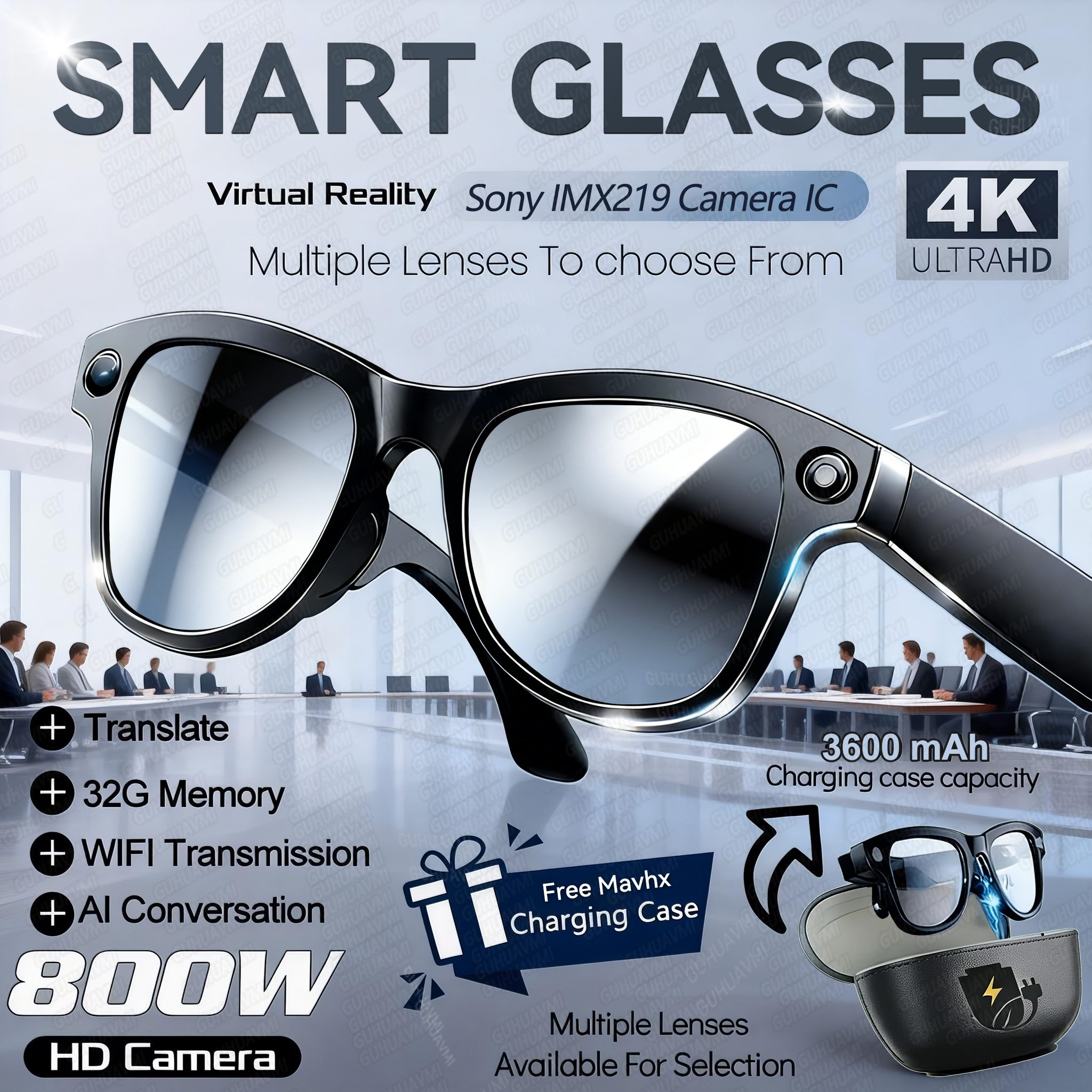Smart Glasses Lens - New 800W 4k HD Camera Smart