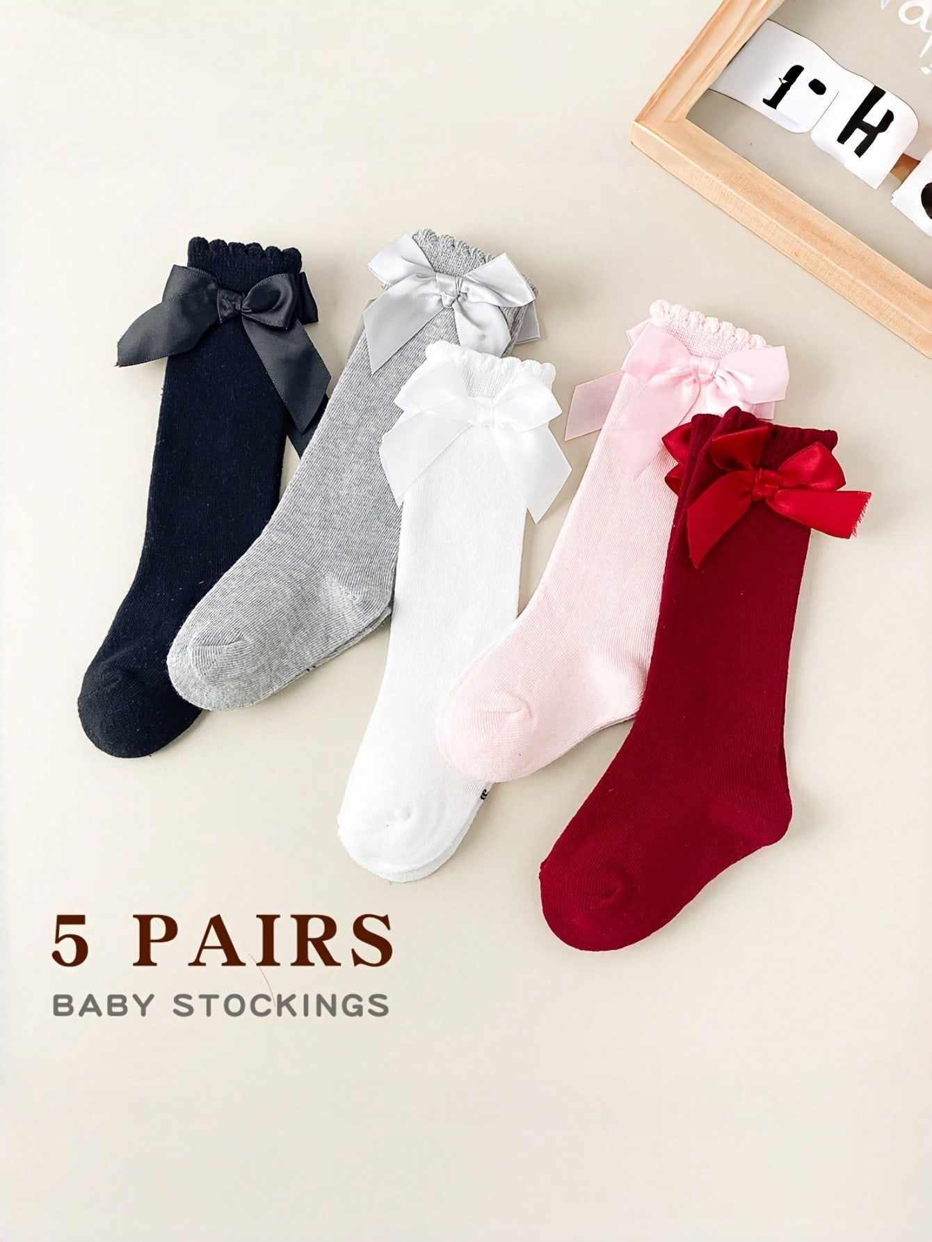1/5 Pairs Baby Girls Bow Knee  – Baby Sock Oximeter recenzja i cena