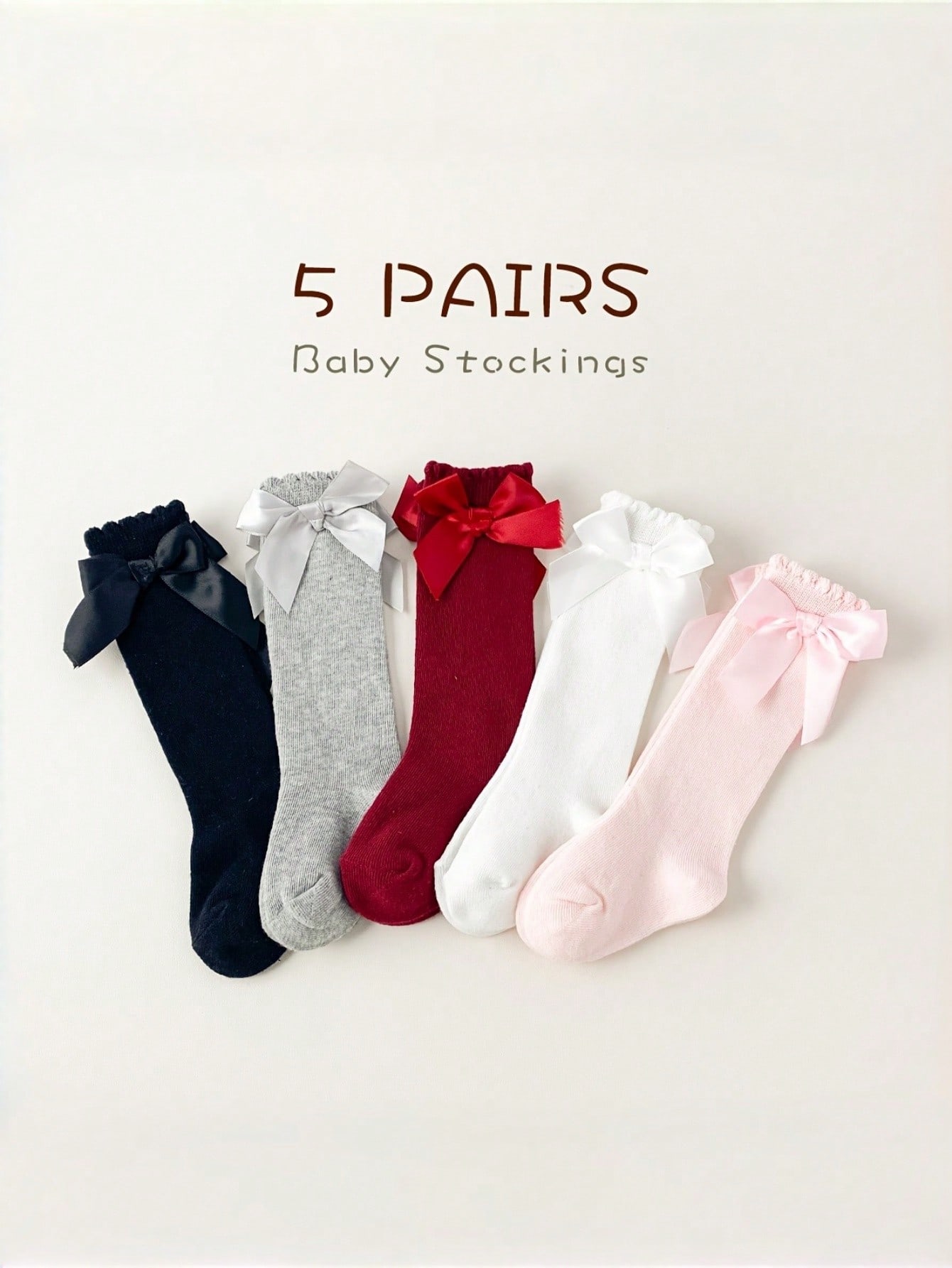 1/5 Pairs Baby Girls Bow Knee  – Baby Sock Oximeter recenzja i cena